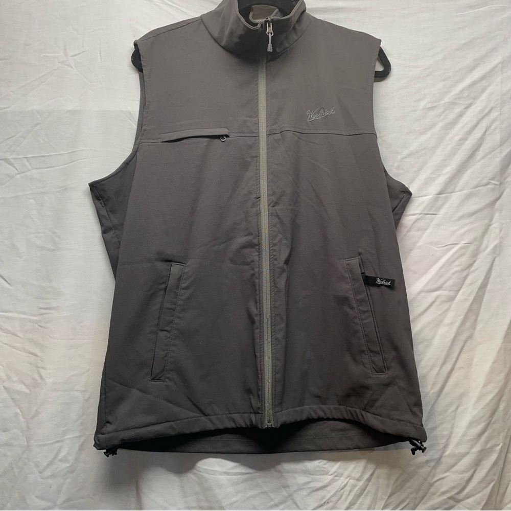 Woolrich Outdoor Utility Vest Mens large Slate Gray Adjustable Zip-Up Outerwear